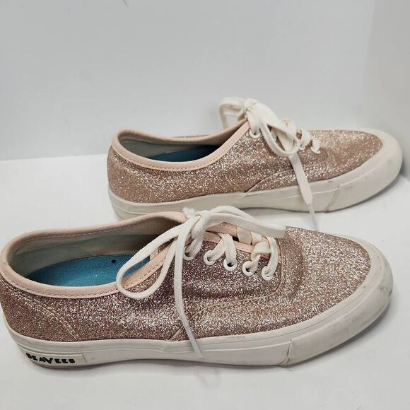 SeaVees J.Crew Womens Rose Gold Sparkle Glitter Legend Sneaker Shoes Size 6 - Picture 7 of 11